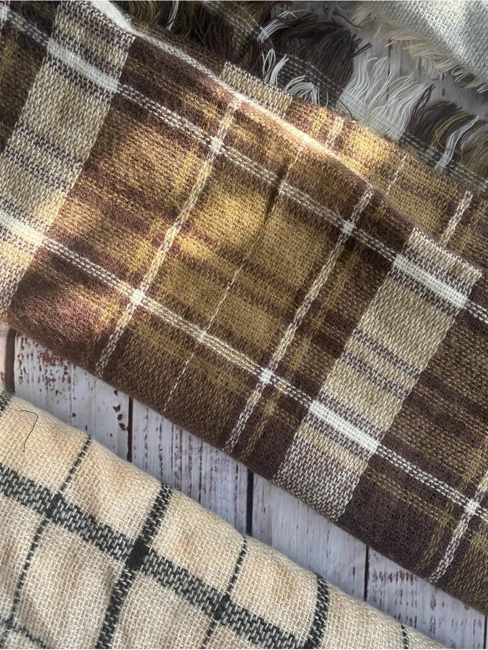Bundle of 3 Women’s Plaid Fringe Soft Scarves Everyday Scarf Collection